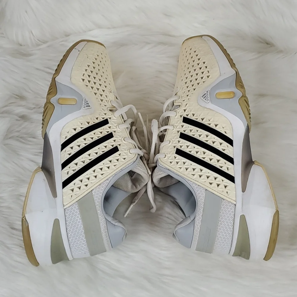 Adidas adipower Barricade Tennis white cream shoes sneakers men size 9
